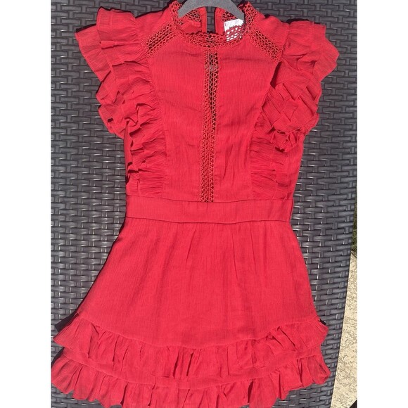 Hello Molly Ruffle Mini dress Red, Sz Small - Picture 8 of 9